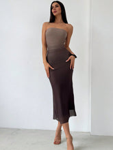 Gradient Mesh Strapless Bodycon Dress